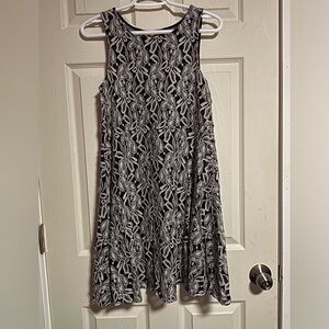 Free People Black and Gray Lace Midi Dress